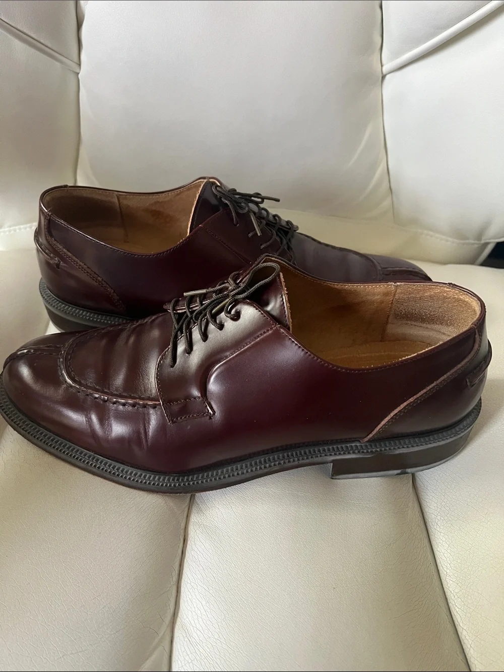 Kenneth Cole Men's Burgundy Leather Lace-Up Oxfords